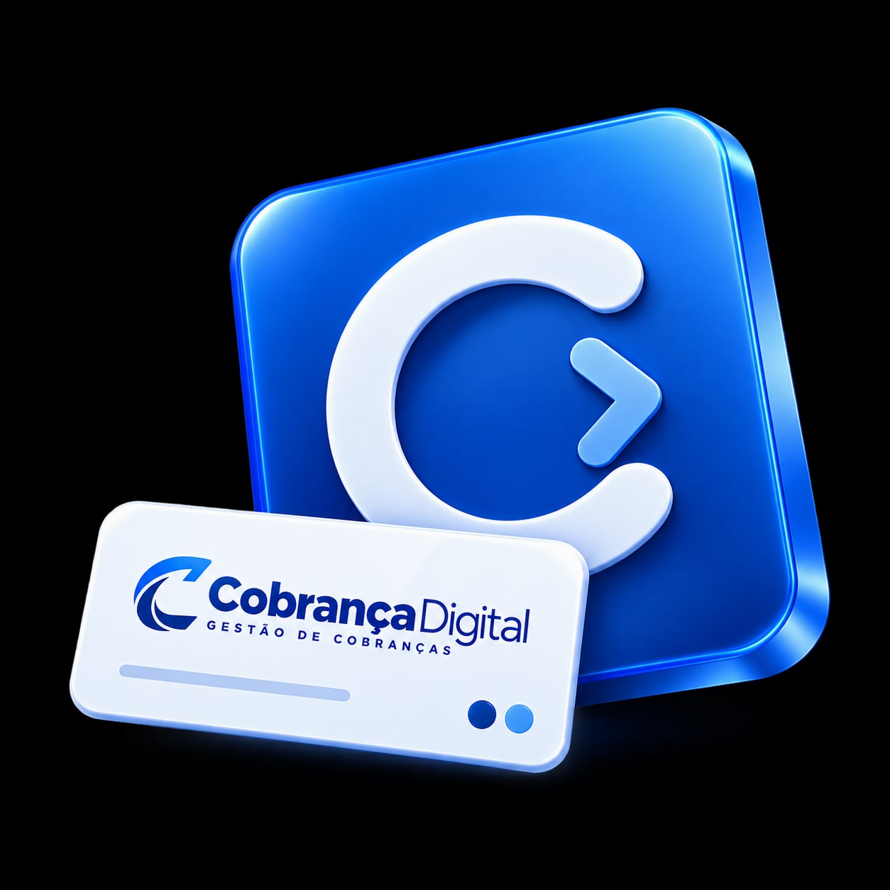 Renderização de identidade visual com cartão e etiqueta da Cobrança Digital.